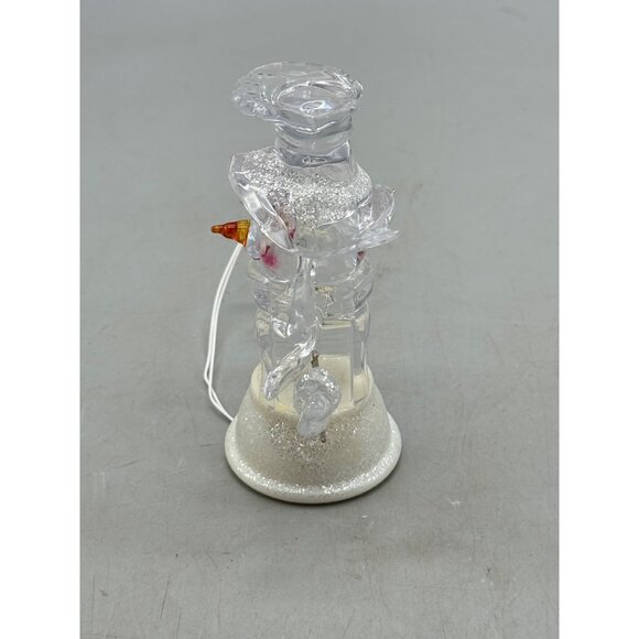 Clear plastic Snowman Figurine Christmas decor LED Light Glitter Base 4.25" READ - Picture 3 of 8